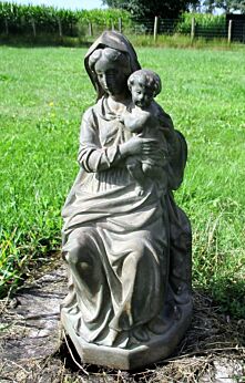 Large Statuette Virgin Mary Madonna Holy Mother with Child Plaster Beautiful