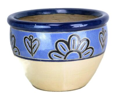 Vintage Mid century modern Planter flower pot Ceramic Blue Beige Beautiful HTF