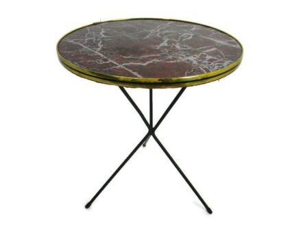 Small Side Table Mid Century Modernist Coffee table Plant stand Iron Legs
