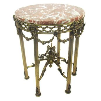 Coffee Side Wine Table Plant Stand Guirlandes Gothic Brass Marble top Gorgeous