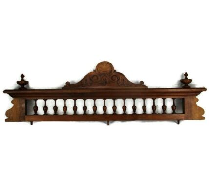 Hand Carved Wooden Pediment Spindles Over door Architectural Ornate Salvage HTF