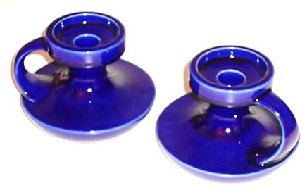 2Vintage  Cobalt Blue German Steuler Art Pottery Candle Stick Holder Cari Zalloni