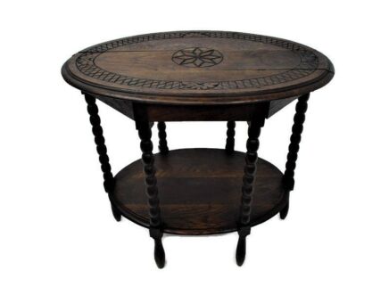 Ornate hand Carved Wooden Table 6 Legs Bobbin Legs Coffee Side Table WOW