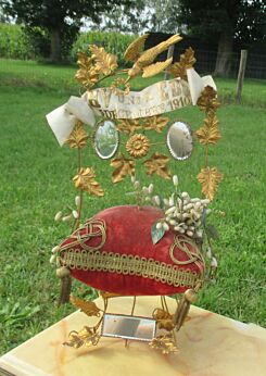 Antique Victorian French Bridal Chair 1910 Bird Gold Gilt Ormolu Ornate