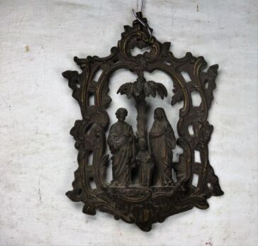 Antique Vintage Brass Wall Hanging 3D Holy Family Jesus Christ Virgin Mary HTF