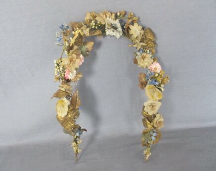 Antique  Bridal Wedding Silk Art Flowers  Ormolu Wreath Boucquet Small