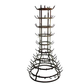 Large French Antique Champagne Wine Bottle Drying Rack 9 tier Rustic HTF