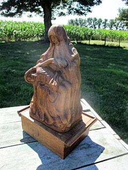 Hand Carved Wood Statuette Pieta Figurine Jesus Christ Holy Mother Virgin Mary