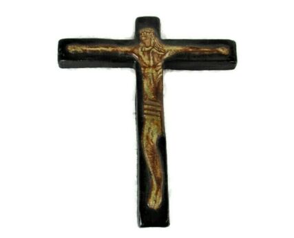 Mid Century Design Ceramic Modern Crucifix Ceramic Jesus Christ era Amphora Modernist Wall Hanging signed