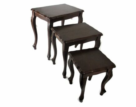 Set of 3 Wood Stacking Nesting Tables Louis XV style Vintage Mid Century Wood