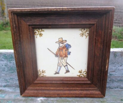 Delft Tile Dutch Polychrome Fisherman Hand Painted Gorgeous Framed