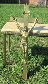 Vintage Large Completely Brass Crucifix Cross Wall hanging Jesus Christ 24.41"