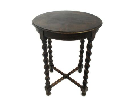 Barley Twist Wooden Side Wine Table Pedestal Plant Bonsai Stand Georgian Beautiful