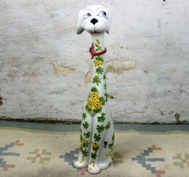 XXL Ceramic Dog Figurine Statue Spaghetti Style Italy WOW HTF 28.74" Gorgeous