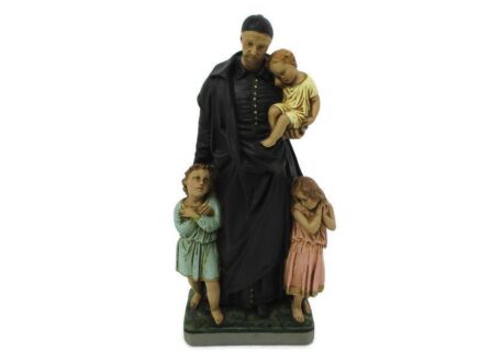 Statue Saint Vincent de Paul Church Patron Charity Hospital Plaster Polychrome Lovely 17.32"
