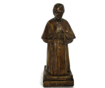 Small Statue Figurine Don Bosco Giovanni Bosco Plaster HTF Collector signed Van Den Berghe A.