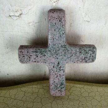 Mid Century Modernist Ceramic Crucifix Gray Marked Era Amphora Perignem
