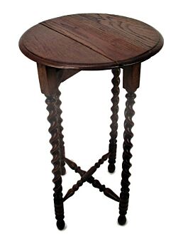 Tall Barley Twist Wood Side Occasional Wine Coffee Tea Table Pedestal Plant Stand pliable