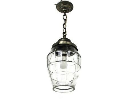 Chandelier Pendant Light Etched Intaglio Glass Shade Ornate Art Deco Style