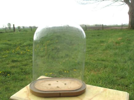 Antique Victorian Oval Hand Blown Glass Globe Dome Mantel Clock Steampunk 13.6"