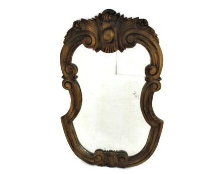Large Beautiful Ornate Wooden Oak Wall Hanging Mirror Romantic Hollywood Regency
