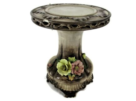 Italian Bassano Pedestal   Flowers Italy Marked Lovely Porcelain