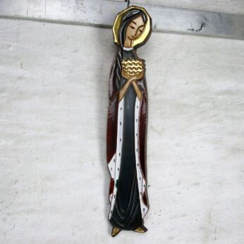 Retro Wall Plaque Virgin Mary Infant Child Wall Hanging Marked Perignem Ceramic