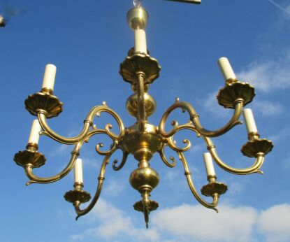 8 Arm Chandelier Heavy Brass Beautiful Flemish Dutch Style
