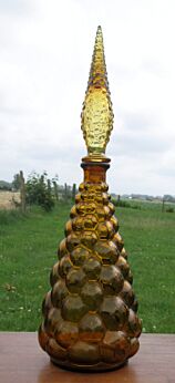 GERESERVEERD BO Vintage Amber Bubble Glass Genie Bottle Stopper Decanter