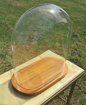Antique Victorian Oval Hand Blown Glass Dome Globe Mantel Clock Steampunk 13.98"