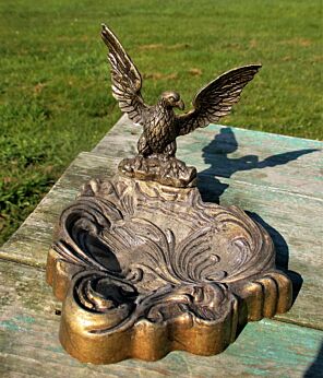 Small Eagle Sculpture Brass Decoration Tray Spread Wings Lovely Italy Modder