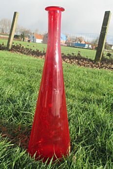 Vintage Red Glass Italian Genie Bottle Decanter Decorative Hand Blown