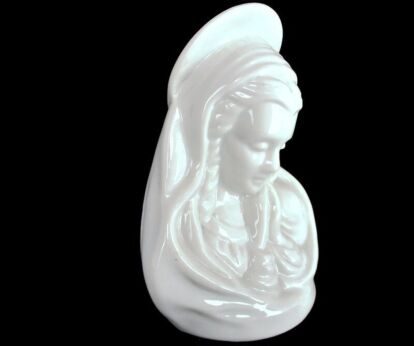 Bust Virgin Mary Madonna Blessed Virgin Figurine Statue Tea Light Glazed Porcelain Folded Hands Praying Lovely