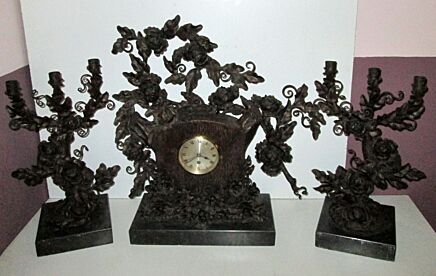 Antique Art Nouveau Hammered Wrought iron Vandeputte Clock Japy Freres Movement