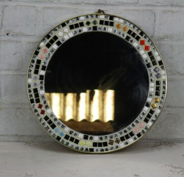 Vintage extremely rare Round Mirror Mosaic Tiles 60s Lovely