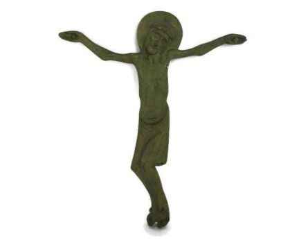 Lovely Ornate Wall Hanging Corpus Christi Jesus Christ Bronze Modernist HTF Collector 12.79"