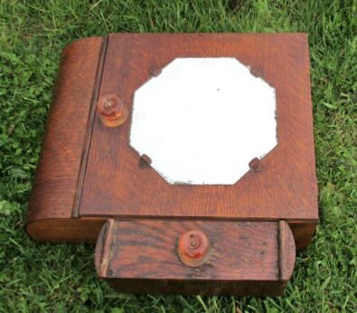 Vintage Medicine Wall Bathroom Cabinet Round Mirror Apothecary pink Knobs