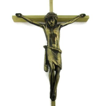 Wall Hanging Crucifix Cross Corpus Christi Jesus Christ Brass Vintage 23.81"