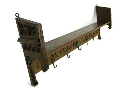 Gothic Hand Carved Wood Coat Hat Rack Abstract Gothic Pattern Gorgeous