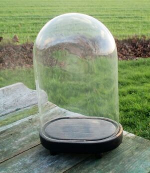 Vintage Oval Pressed Glass Dome Globe Mantel Clock Steam punk Display 10.59"