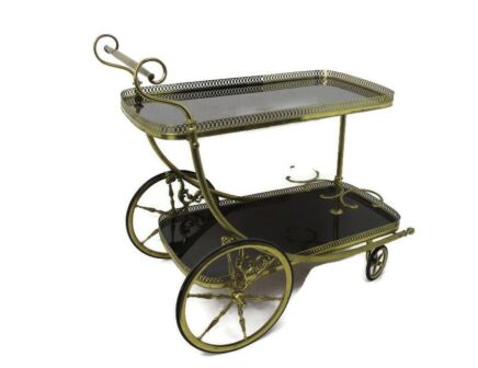 Vintage Bar Cocktail Tea Entertainment Cart Trolley Kitchen Island HTF Gorgeous