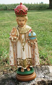 Statuette Plaster Chalkware Infant of Prague Santo Nino Jesus 14.96"