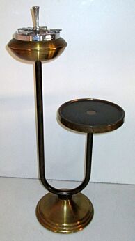 Unusual Vintage 50s Brass Standing Floor Push Ashtray Bar Table Era panton eames