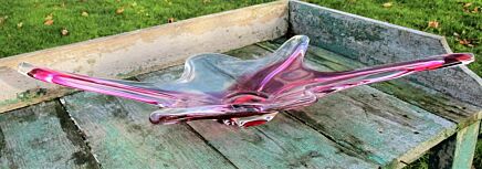 Large Cranberry Centerpiece Bowl Hand Blown Fruit Dish Ruby red era Murano