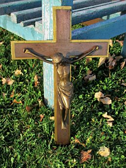 Gorgeous Brass Hanging Crucifix Cross Ornate 2 colors Brass Heavy 13.39"