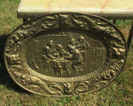 Vintage Copper Wall Plate Decorative Breughel style Handmade Oval Belgian