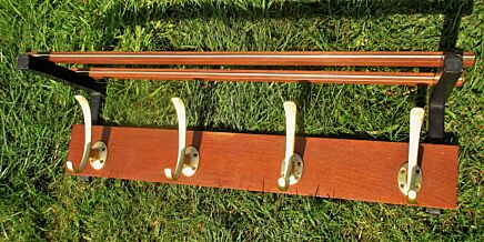 Industrial Mid Century Danish Modern Modernist Massive Teak Coat Hat Rack