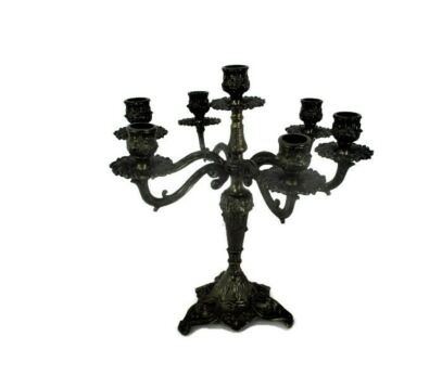 Mid Century Vintage Gorgeous Brass Ornate 7 Arm Candle Holder Candelabra HTF