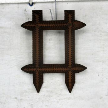 S antique Tramp Art picture frame trench Art Folk Art Layered French Handmade