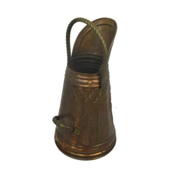 Vintage Coal Ash Scuttle Bucket Copper Breughel Scene Dentist